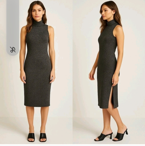 House Of Harlow 1960 Black Silver Lurex Knit Dress Xs In Great Condition - Picture 2 of 8